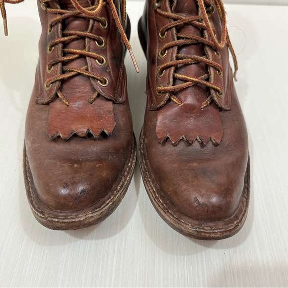 Whites Boots vintage brown distressed leather boots lace up western logger - Picture 14 of 16